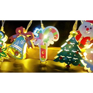 聖誕 led 燈帶有許多可愛的圖片電池供電的松樹裝飾