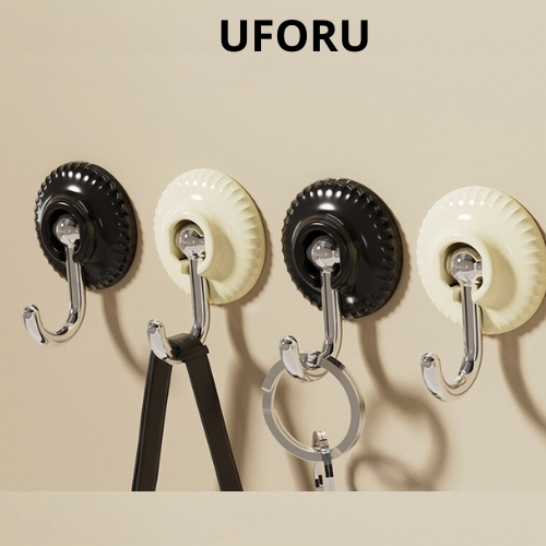 豪華 Uforu 軸承壁鉤,黑色 2-pp 塑料材料和節省空間的掛霜 - UF431