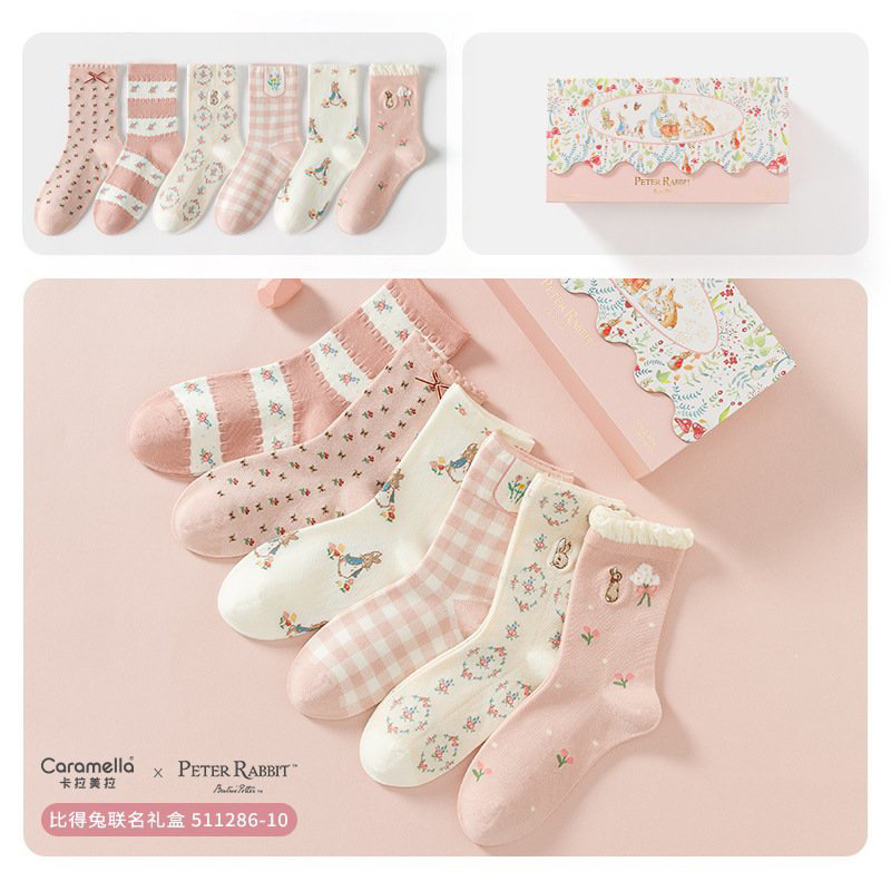 Caramella 高領襪 6 Peter Rabbit 品牌白色粉色襪子