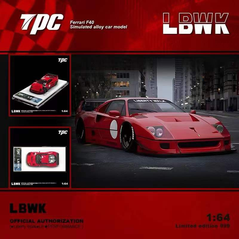 Mohinhxeps-1 / 64-Tpc 1:64 LBWK 法拉利 F40 紅色