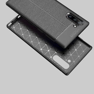 Auto Forcus 黑色皮革三星 Note 10 手機殼超級耐用防滑