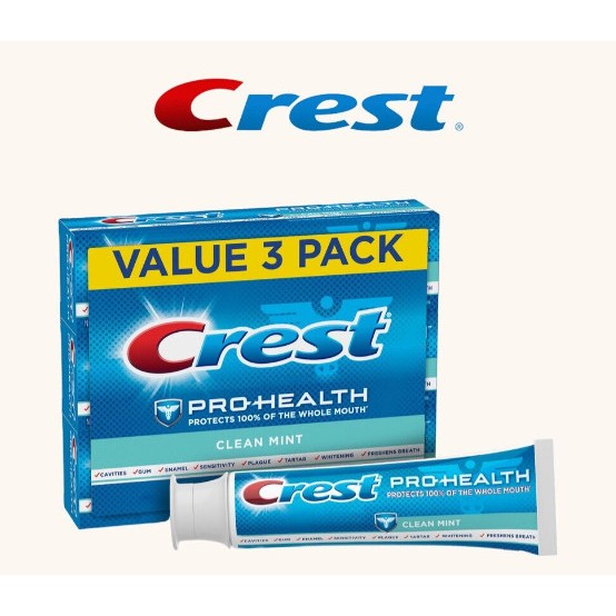 (飛行用品) 3 管裝 Crest Pro-Health 牙膏 - 清潔薄荷