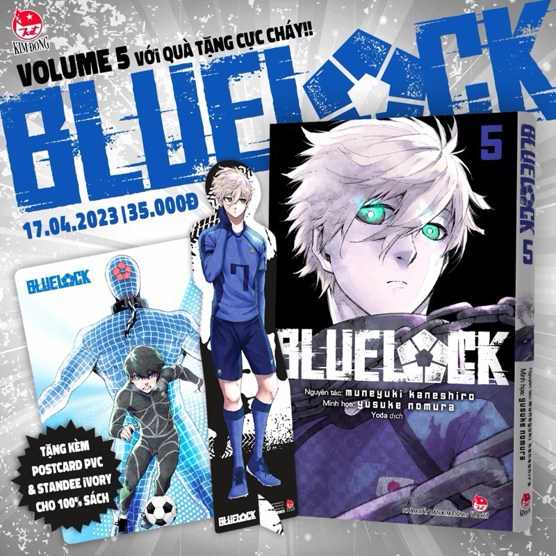 Blue Lock Vol 5 原裝印章(帶 PVC 明信片和立式象牙色作為禮物)
