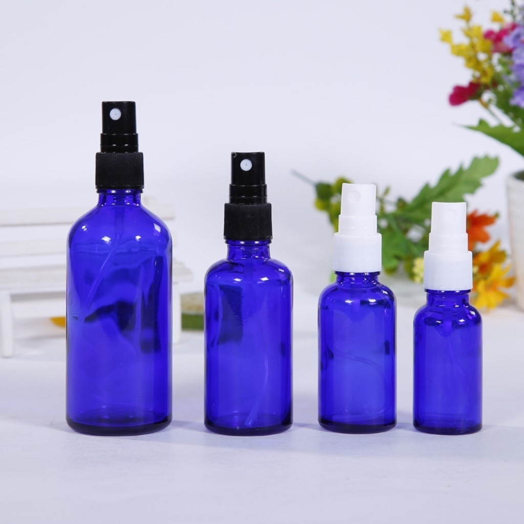藍色玻璃噴霧瓶 5ML / 10ML / 15ML / 20ML / 30ML / 50ML 緊湊型旅行精油瓶