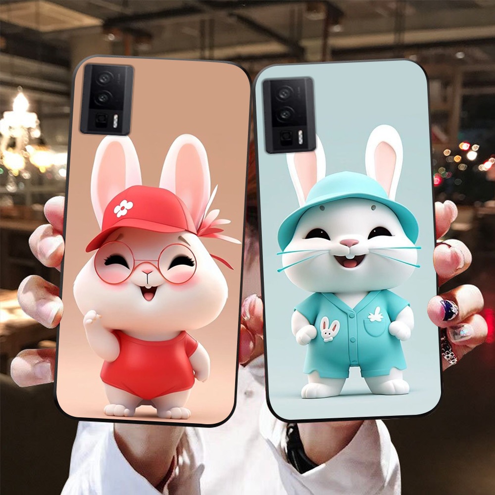 Redmi k60 pro 手機殼帶可愛兔子印花