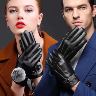 男女毛皮內襯皮手套保暖冬季防水可用於觸摸手機