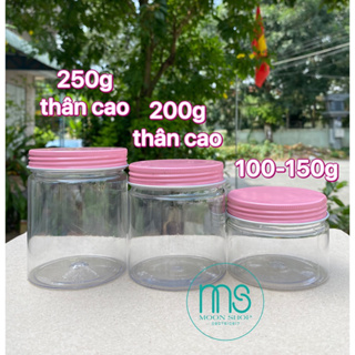 寵物塑料罐帶粉色鋁蓋 100g-150g,200g,250g 高體帶襯蓋