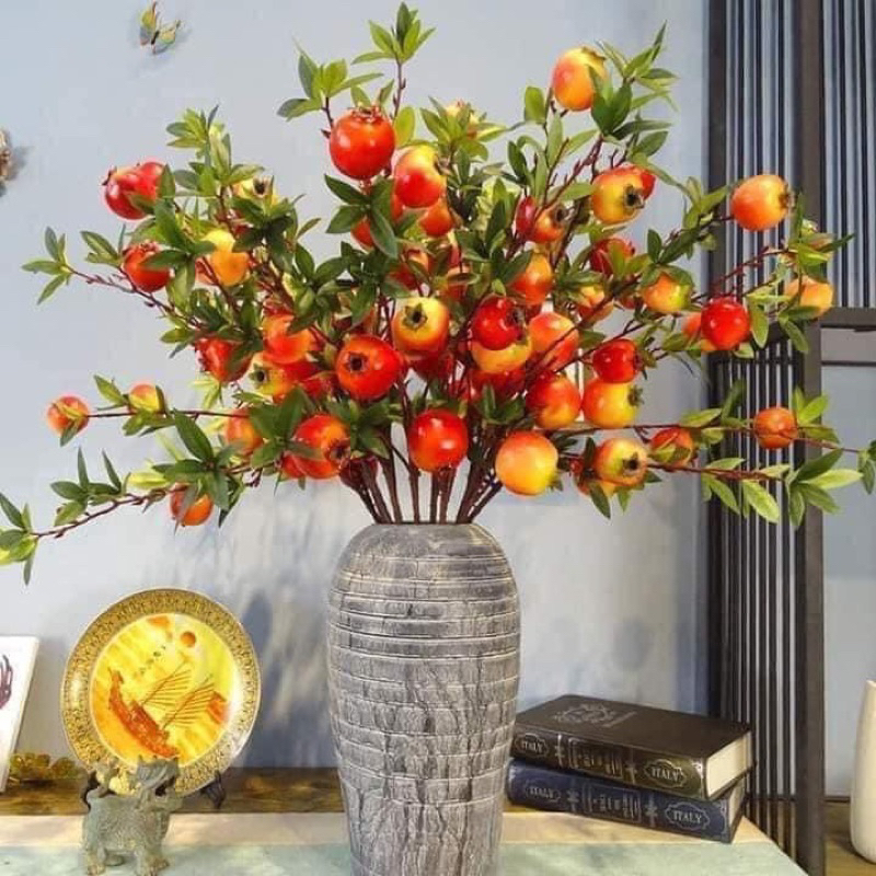 石榴枝裝飾7個水果83cm石榴枝裝飾豪華客廳招財招財優質絲花jflowers