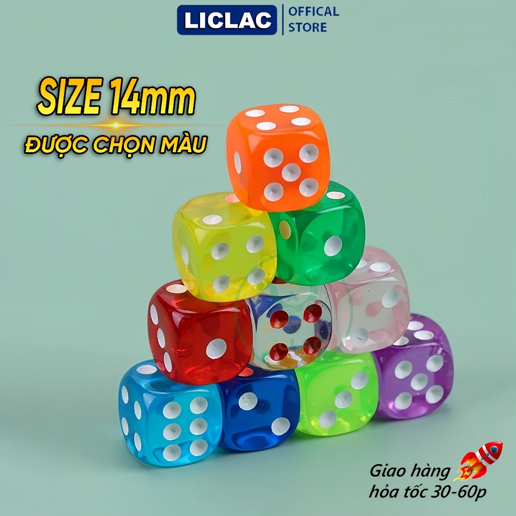 14mm 彩色骰子,堅固的實心塑料材料,馬魚骰子玩具,透明骰子