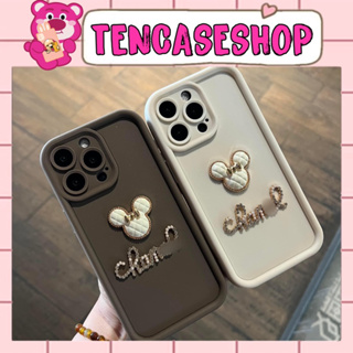 帶白色梯形邊框的 iphone Tpu 手機殼 - 棕色魅力米奇石 Chanel 適用於 iphone - TENCAS