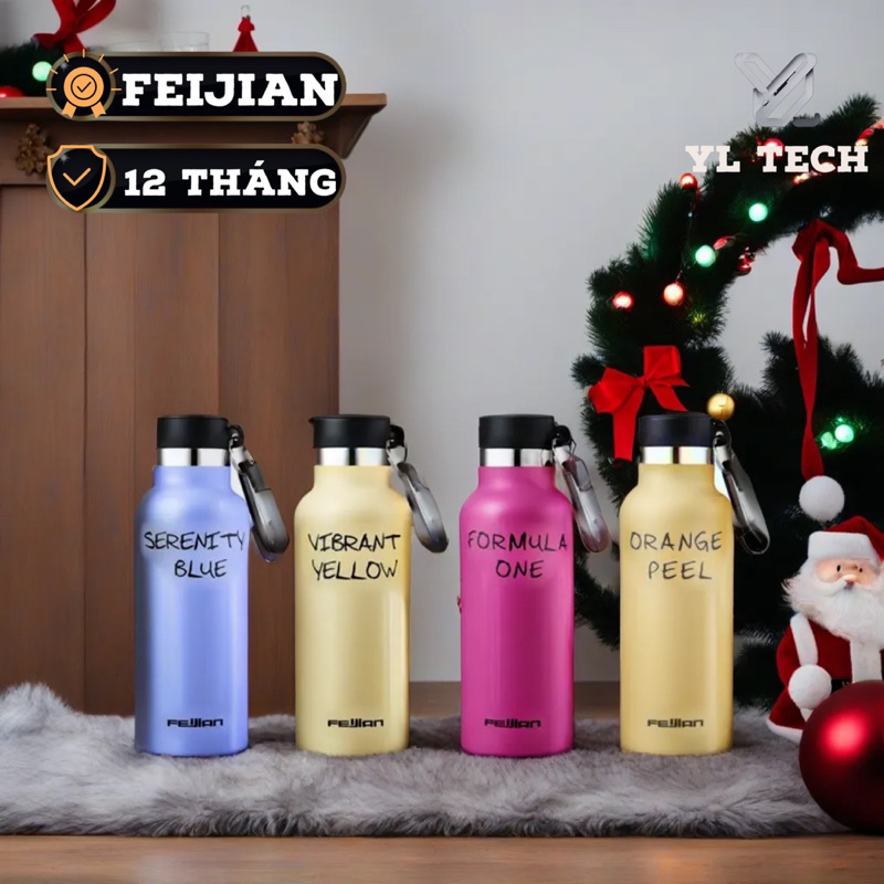 Feijian 350ML 恆溫水瓶 - 粉末塗層 - 超耐用 304 不銹鋼 - 帶 BPA 多用途掛鉤