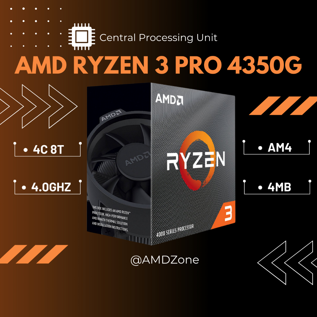 Cpu AMD 銳龍 3 PRO 4350G (3.8GHz Boost 4.0GHz / 4 核 8 線程 / 4MB