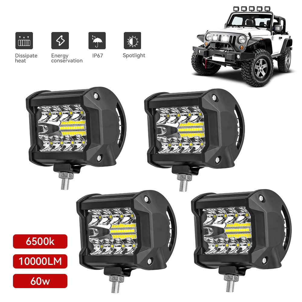 4 英寸 60W 12V / 24V 白色 LED 汽車工作燈條小夜燈,適用於汽車、SUV 卡車關閉大燈