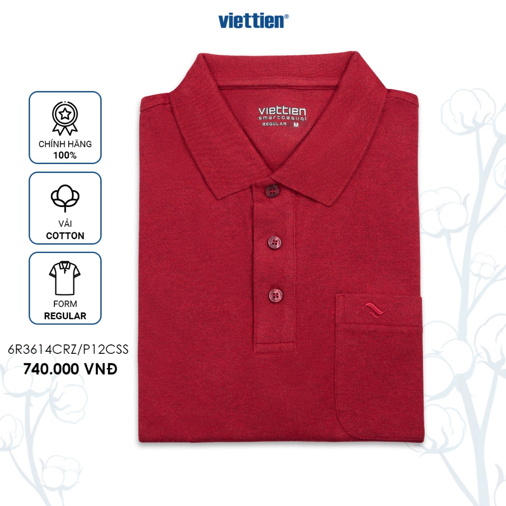 Viettien SMART CASUAL 紅色 Polo T 恤有常規棉包 - 6R3614CLZP12C