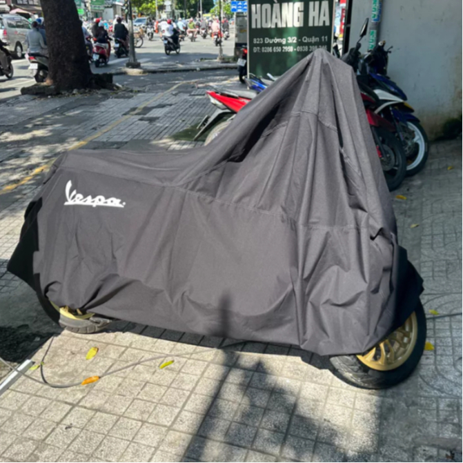 Vespa 摩托車帆布縫紉高品質標準雙層雨傘,雨、遮陽和防盜摩托車罩