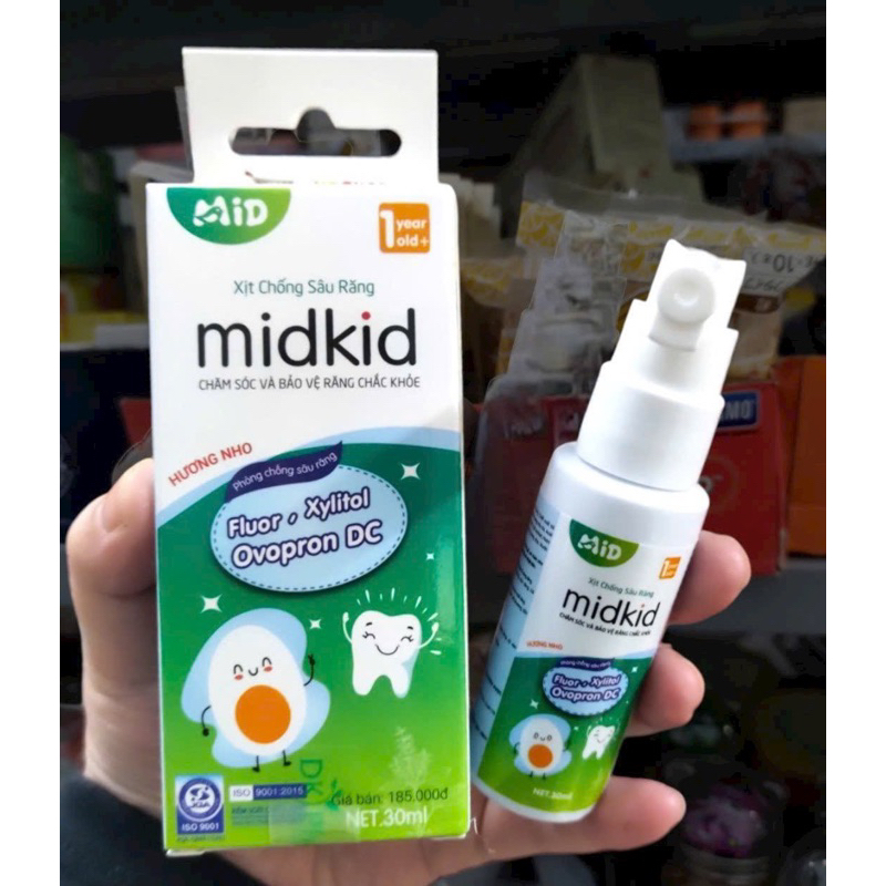 Midkid 嬰兒蛀牙噴霧減少發黃,防止蛀牙,貓 30 毫升瓶