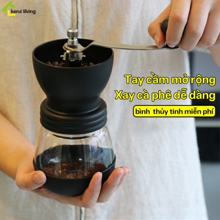 愛莎手動咖啡研磨機帶 1 個免費玻璃罐、手動旋轉咖啡罐、咖啡研磨機