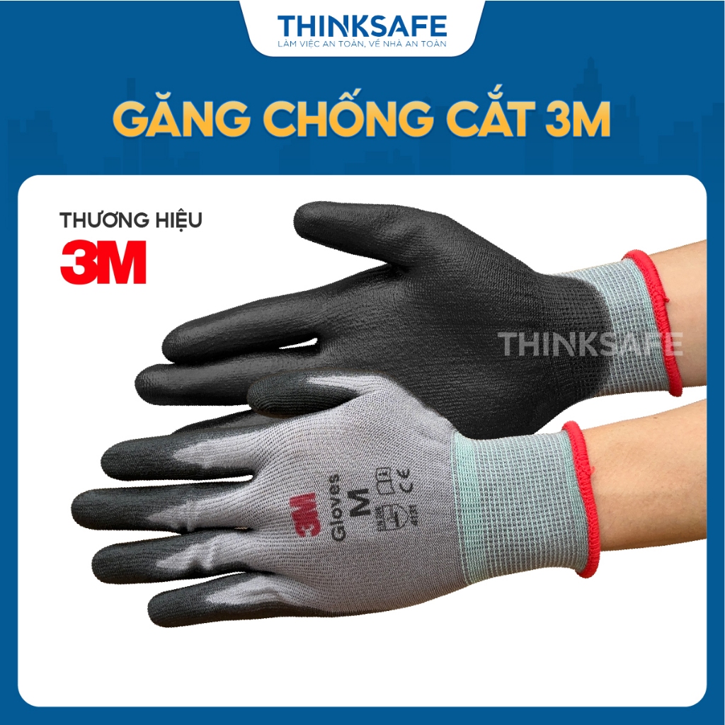 安全 3M 防割手套 1 級、3 級和 5 級,手部保護,pu 塗層,真正的勞保手套 - THINKSAFE