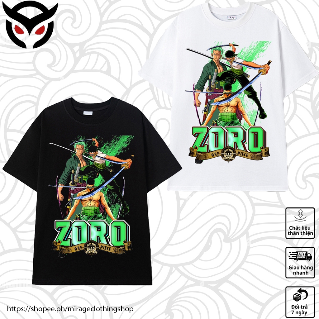 [Mirage Clothing Shop] Roronoa Zoro T 恤一件(在/黑色)男女皆宜。
