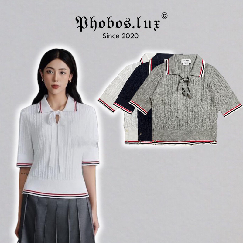 [鏡面品質] Polo TB 領針織襯衫 Season2024- TB 女士領結馬球衫