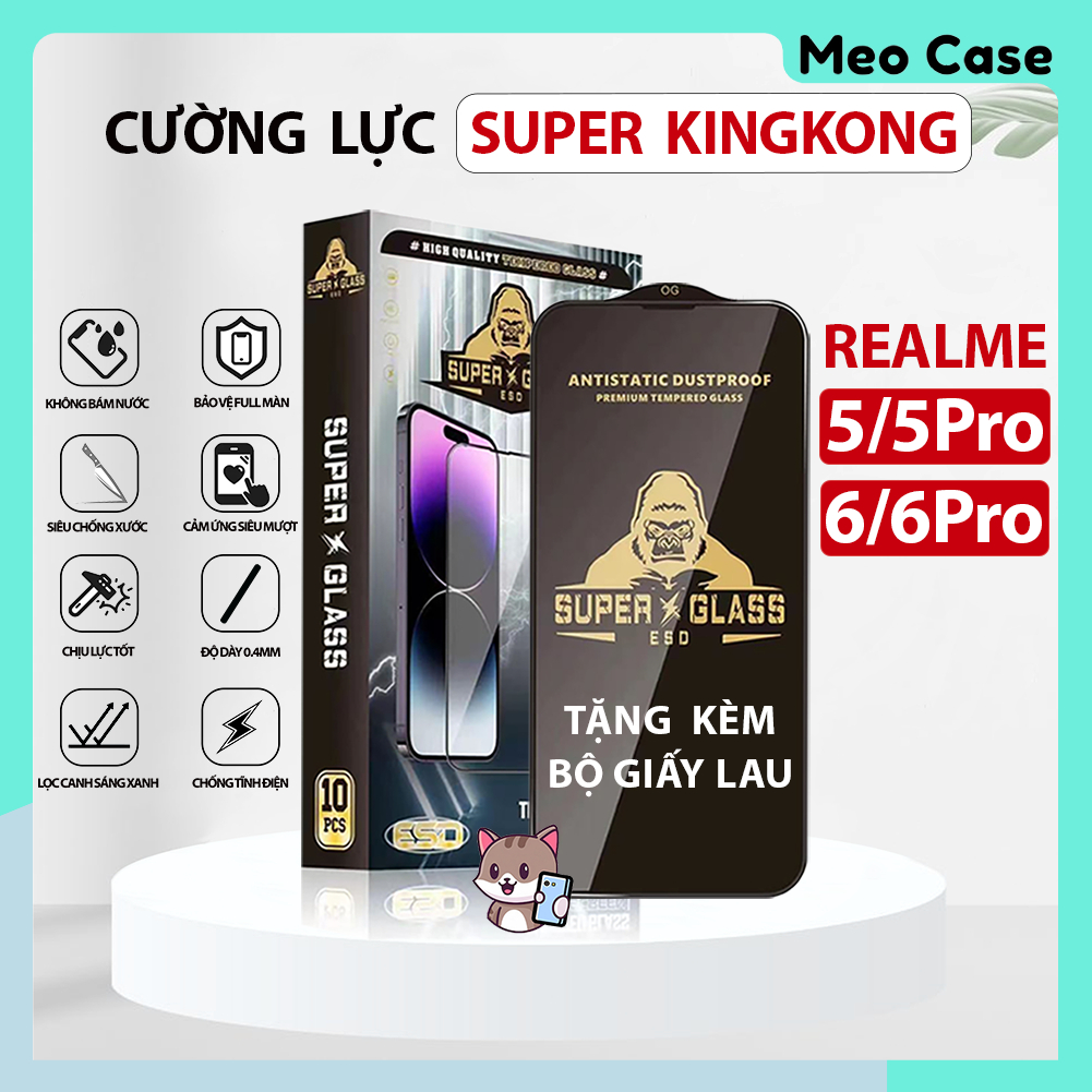 Realme 5、5 Pro、6、6 Pro 鋼化玻璃、超級金剛全面屏保護膜、喵手機殼手機屏幕保護膜