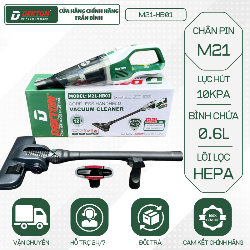 Dekton M21 電池吸塵器 - HB01 / Makita 電池針 / Hepa 過濾器 / 完整配件管 / 吸力