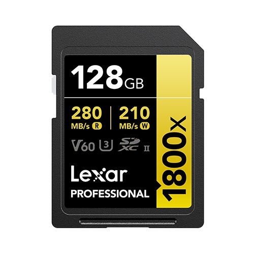 Lexar SDXC 專業 UHS-II 1800x V60 128GB 存儲卡,280MB /s 用於相機、攝像機的高