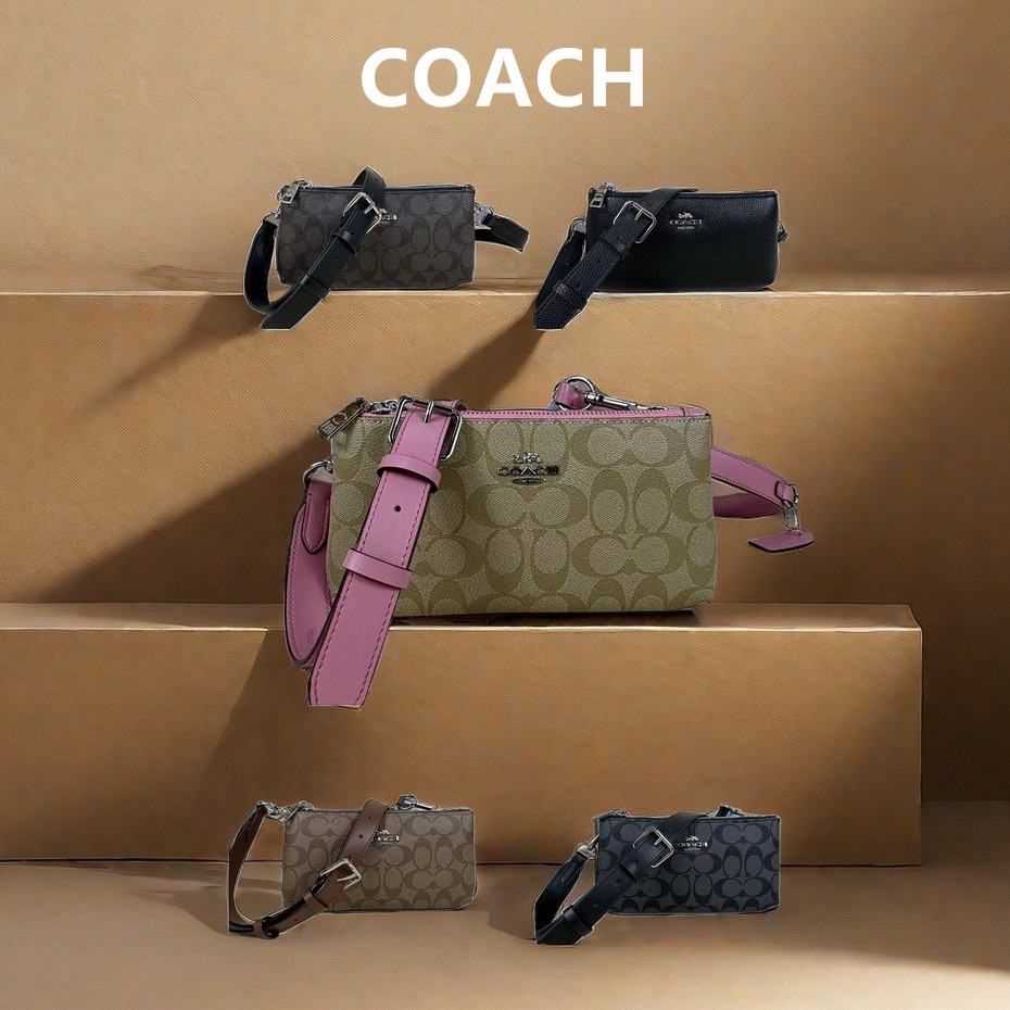 100% 正品全新 cJ790 Coach 斜挎包帶雙拉鍊和兩層