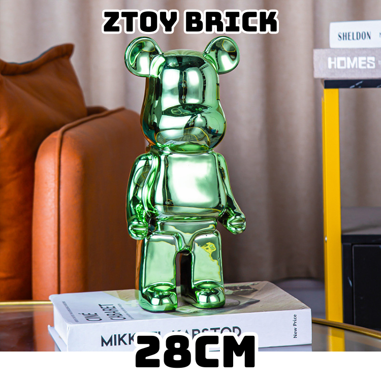 Bearbrick Bear 模型雕像亮綠色 28CM 高品質靜電陶瓷材料裝飾