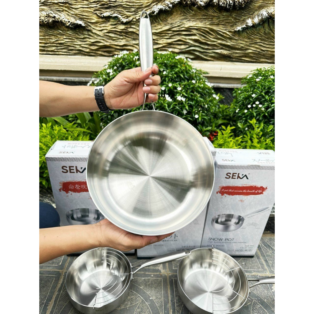 Seka 單片鍋,不粘不銹鋼鍋適用於所有類型的廚房 3 種尺寸可供選擇,超美品質平底鍋