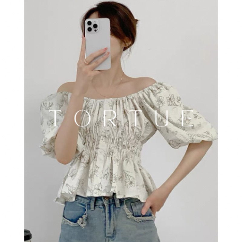 【現貨】V305法式溫柔孕婦泡沫肩平襯衫Vintage Taobao新款2024