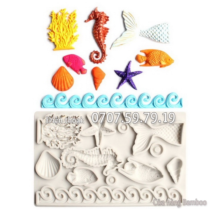 海星矽膠模具、貝類、蝸牛、魚、珊瑚、海馬 - 矽膠果凍模具 - P Code 1591