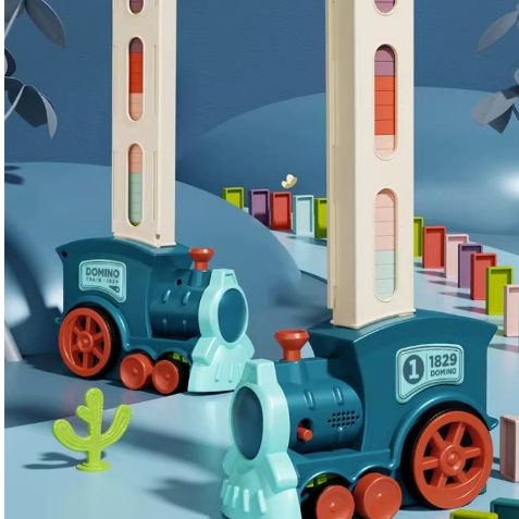多米諾火車玩具火車自動拼圖,具有易於方向調節聲音,嬰兒玩具移動。