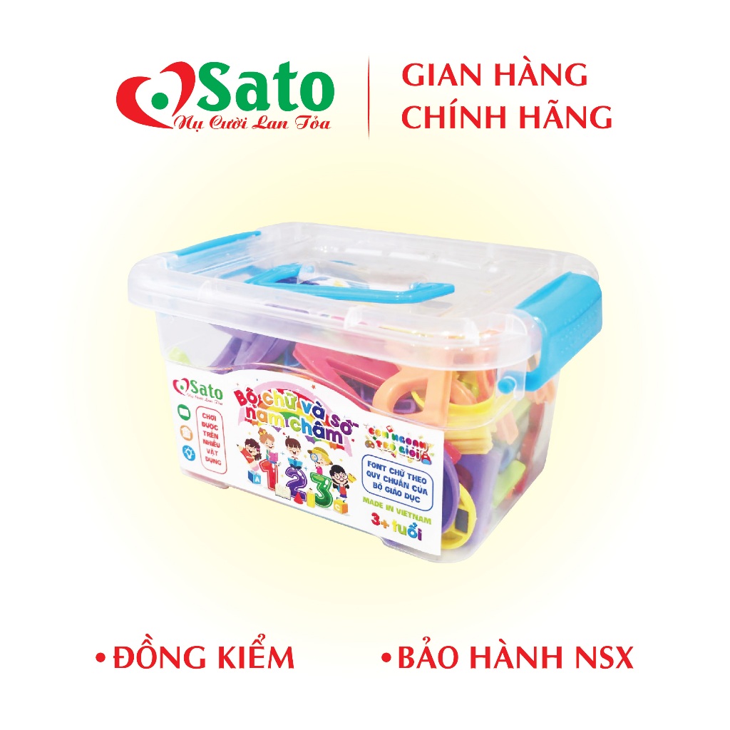 Sato 越南製造合成磁鐵字母和數字玩具帶手提箱