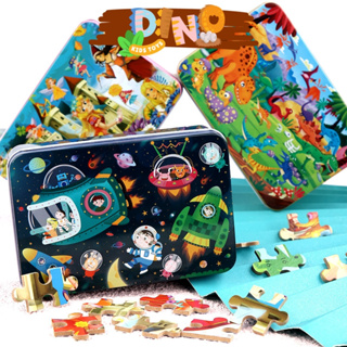 Dinokids 200 片木製拼圖,嬰兒拼圖玩具,帶高品質說明圖片和盒子 D34