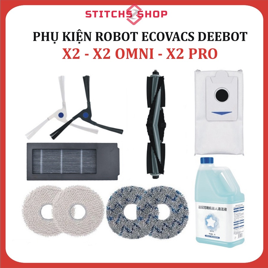 配件機器人吸塵器 Ecovacs Deebot X2、X2 Omni、X2 Pro - 濕巾、主刷、邊刷、垃圾袋、灰塵過