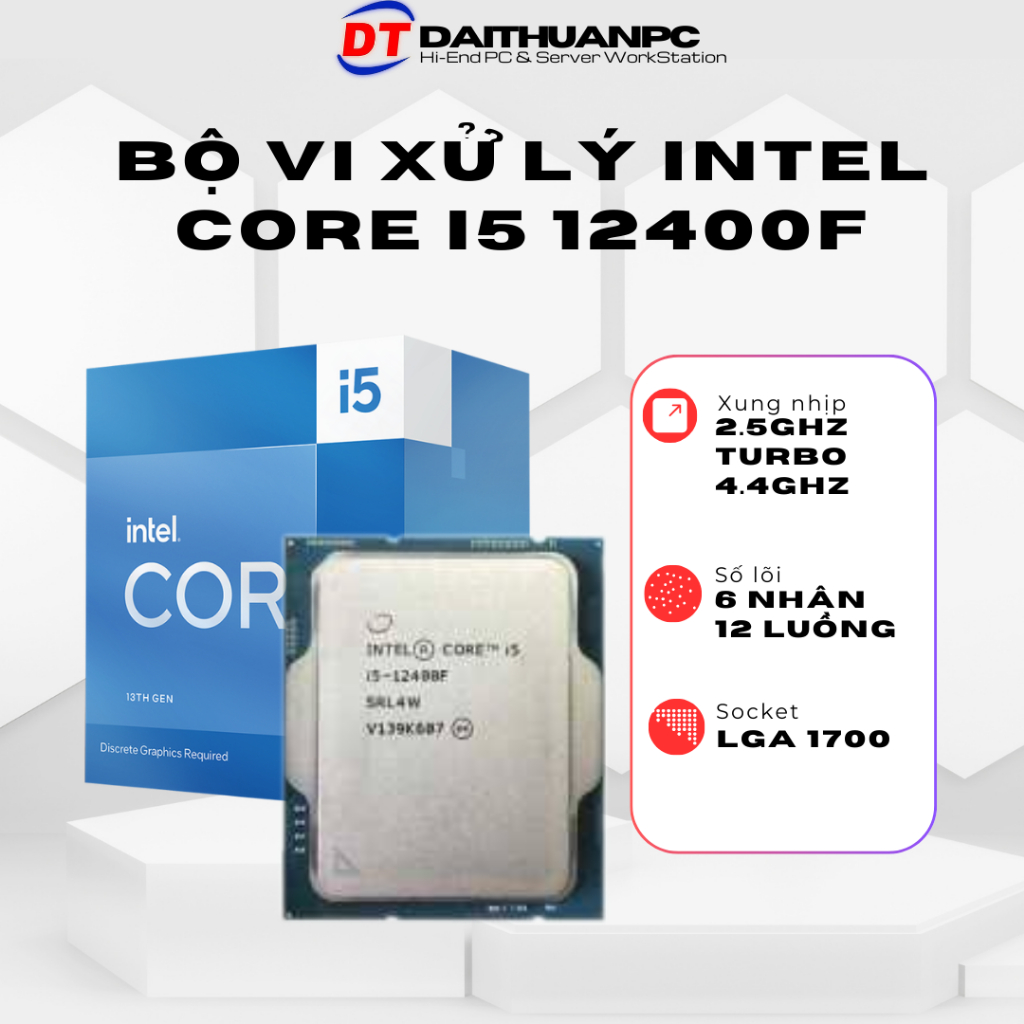 Cpu Intel Core i5 12400F 托盤(英特爾 LGA1700 / 6 核 / 12 螺紋底座 2.5G