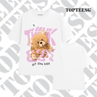 Topteesg Bear Think of the box 中性寬袖圓領 T 恤