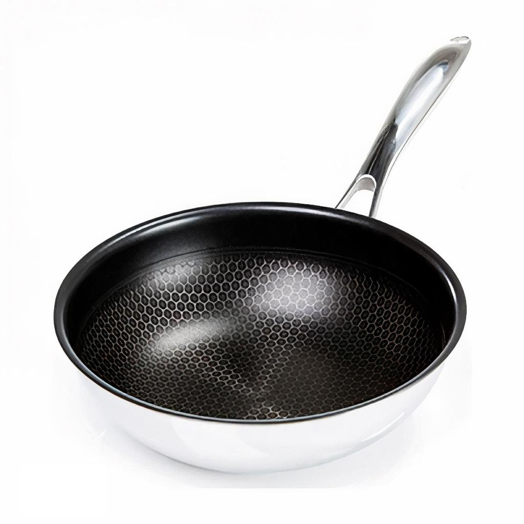 不銹鋼平底鍋深蜂窩圖案 32 厘米 - 超耐用平底鍋易於清潔,適用於所有類型的廚房 - DT