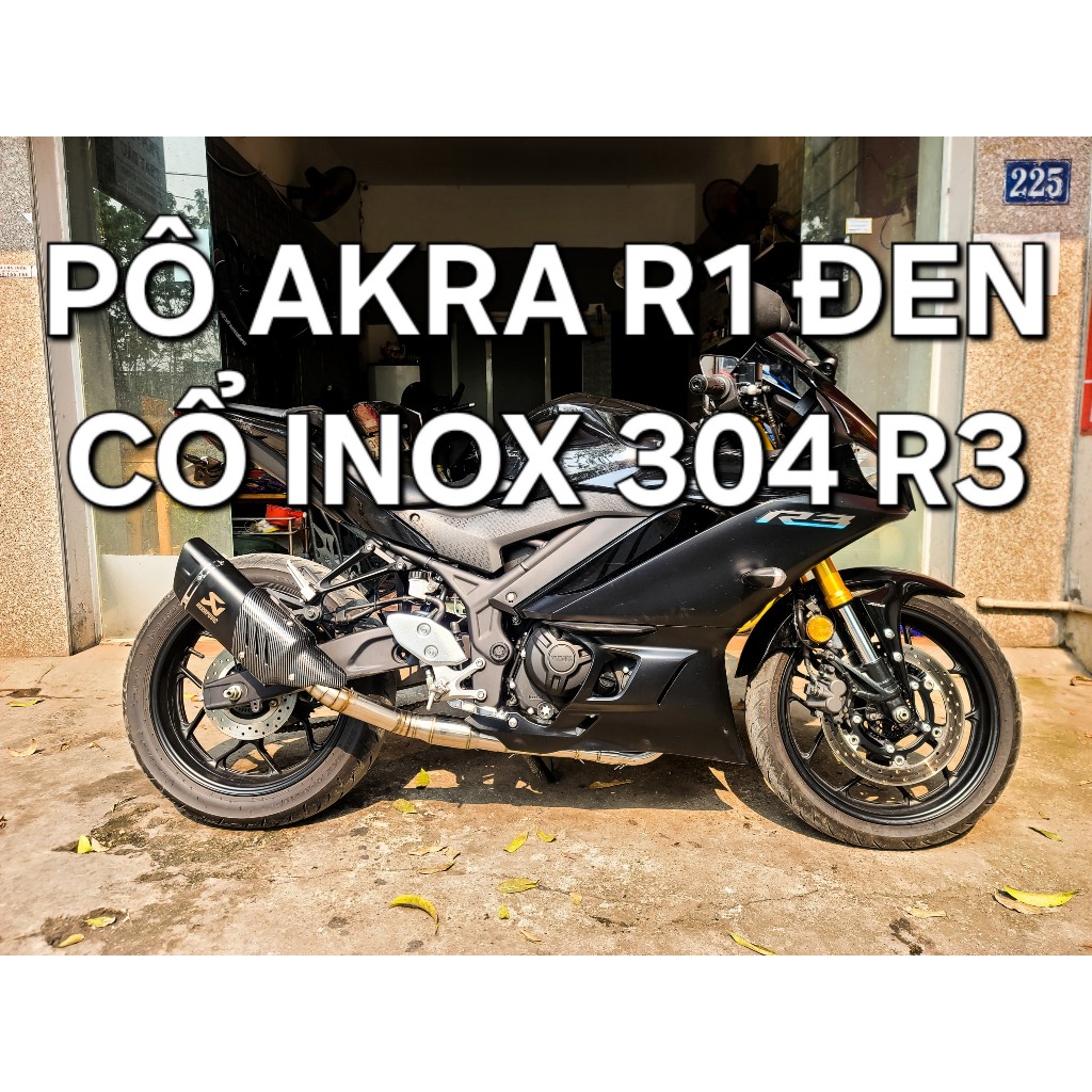 Akrapovic R1 排氣黑色和 304 不銹鋼頸部 Yamaha R3