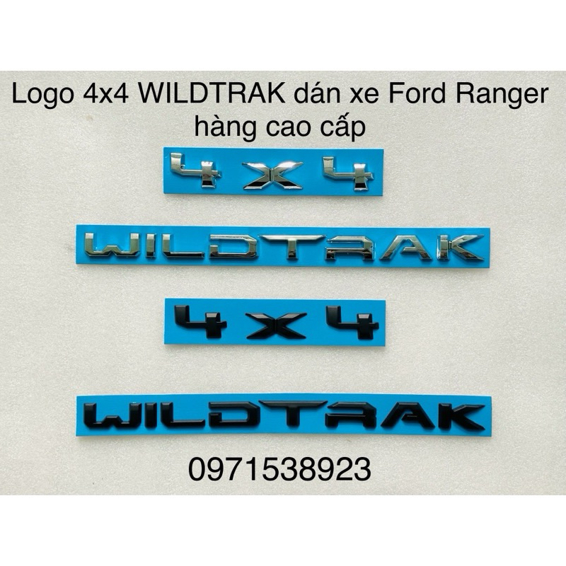 標誌字母 4X4 WILDTRAK 2 黑色和鍍鉻 FORD RANGER 廉價高端汽車貼紙