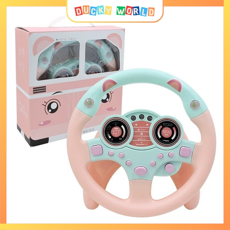 汽車方向盤 - 帶音樂和高品質 ABS 塑料控制按鈕的嬰兒玩具 - Ducky World