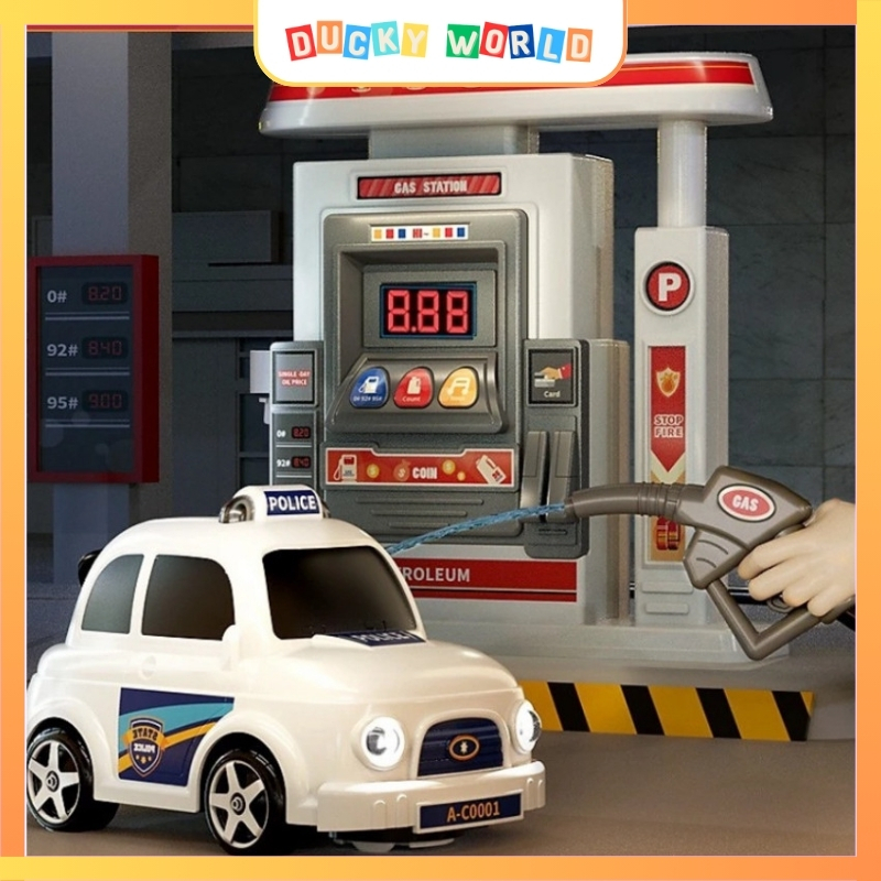 帶音樂和兒童煙霧燈的汽車加油站模型,嬰兒生日禮物 - Ducky World