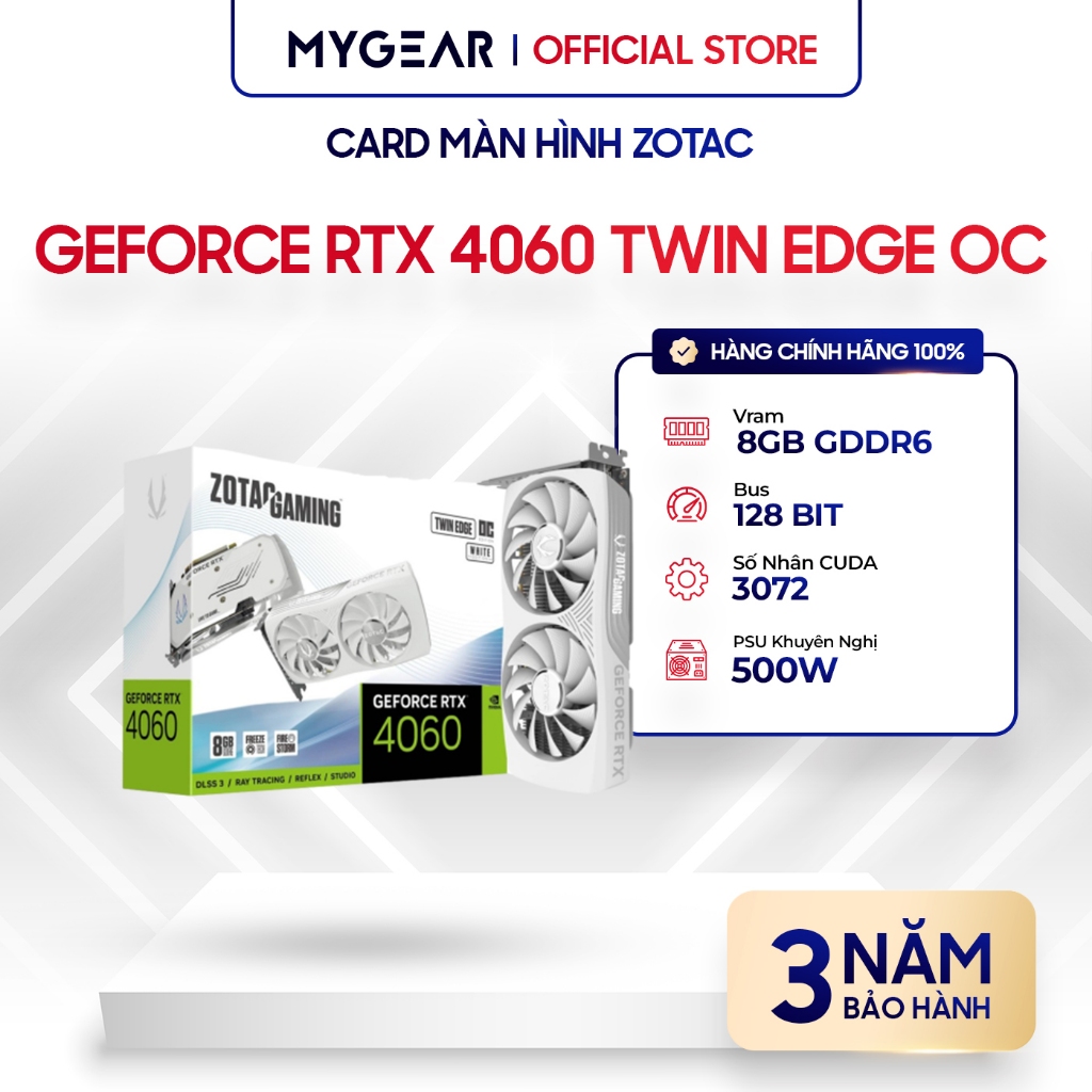 顯卡 ZOTAC GAMING GeForce RTX 4060 8GB Twin Edge OC 白色版 -