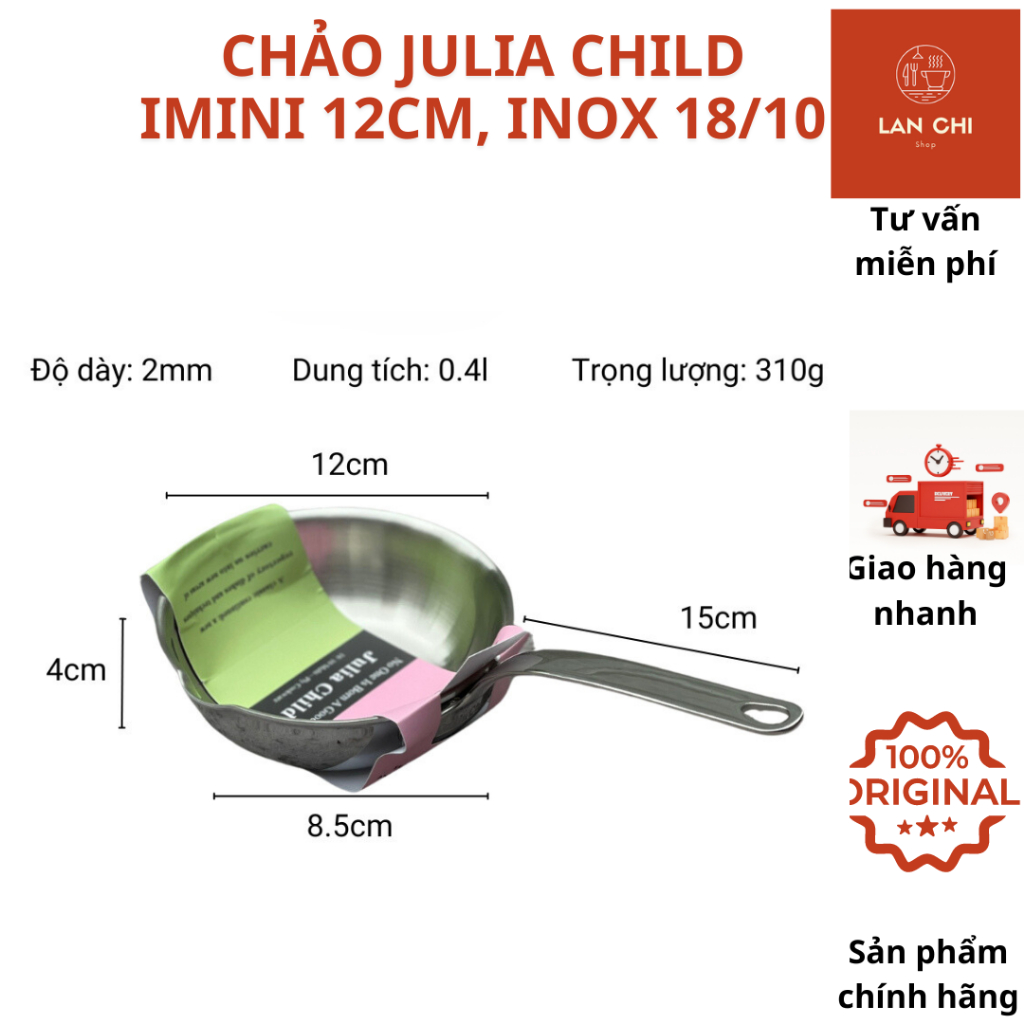 Julia CHILD Monolithic,不粘,迷你 12cm 不銹鋼平底鍋 18 / 10