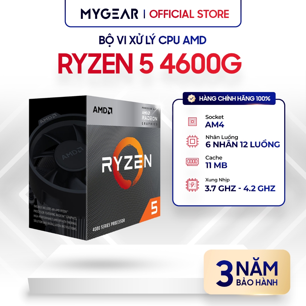 處理器 - CPU AMD Ryzen 5 4600G 6 核 12 線程,Catche 11MB 高達 4.2GHz-