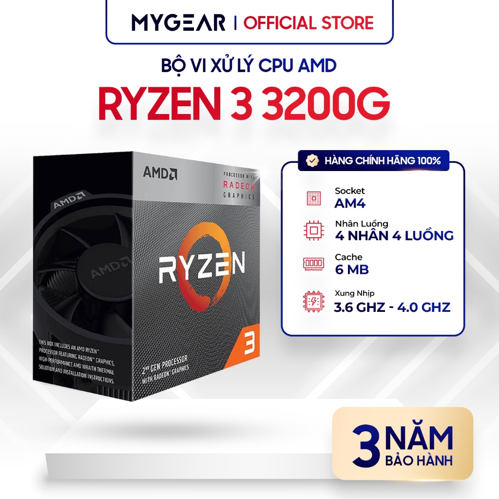 Cpu 處理器 AMD RYZEN 3 3200G 4 核 4 線程,6MB 高達 4.0GHz -