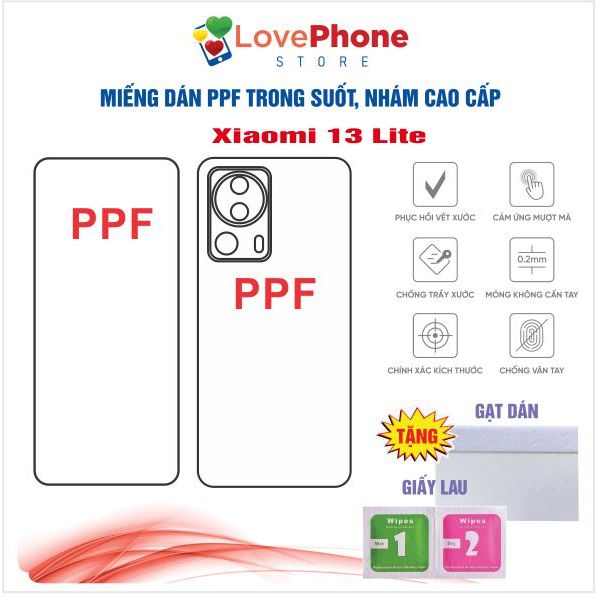 Paste PPF Xiaomi Mi 13 Lite 屏幕保護膜可防止指紋自我修復划痕 - 愛手機