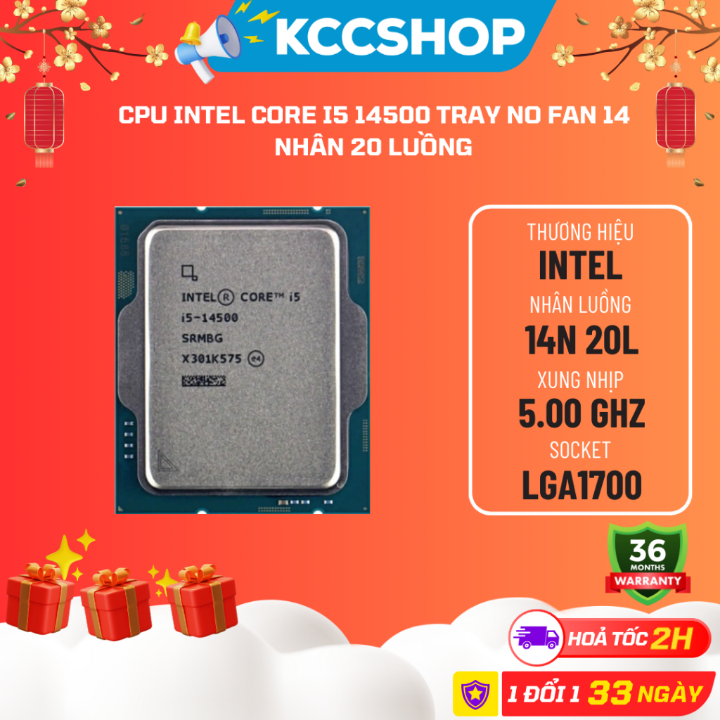 Cpu Intel Core i5 14500 射線無風扇 14 核 20 線程 -