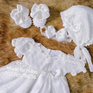 4 件套白色蕾絲物品,第一個月套裝,嬰兒床,嬰兒裙,設計裙